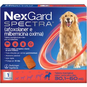 Antipulgas, Carrapatos e Vermífugo NexGard Spectra para Cães de 30,1kg a 60kg