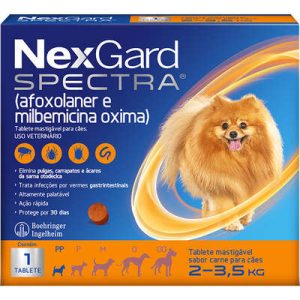 Antipulgas, Carrapatos e Vermífugo NexGard Spectra para Cães de 2kg a 3,5kg