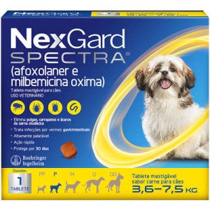 Antipulgas, Carrapatos e Vermífugo NexGard Spectra para Cães de 3,6kg a 7,5kg