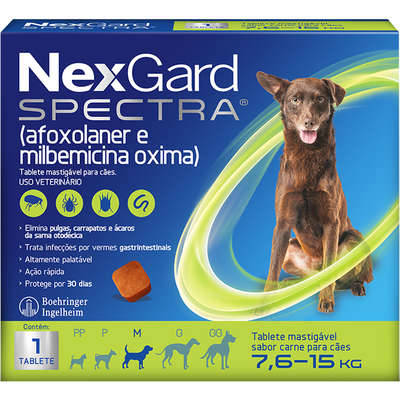 Antipulgas, Carrapatos e Vermífugo NexGard Spectra para Cães de 7,6kg a 15kg